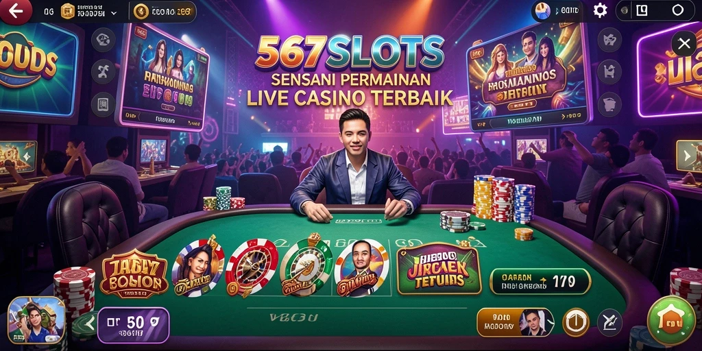 Tampilan gameplay menarik dalam 567SLOTS dengan dealer live.