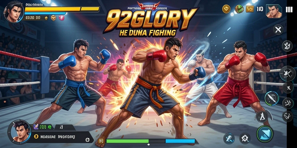 Tampilan gameplay pertarungan yang mendebarkan di 92GLORY.