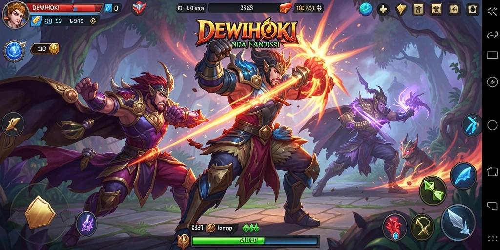 Tampilan atraktif dari gameplay pertarungan di DEWIHOKI.