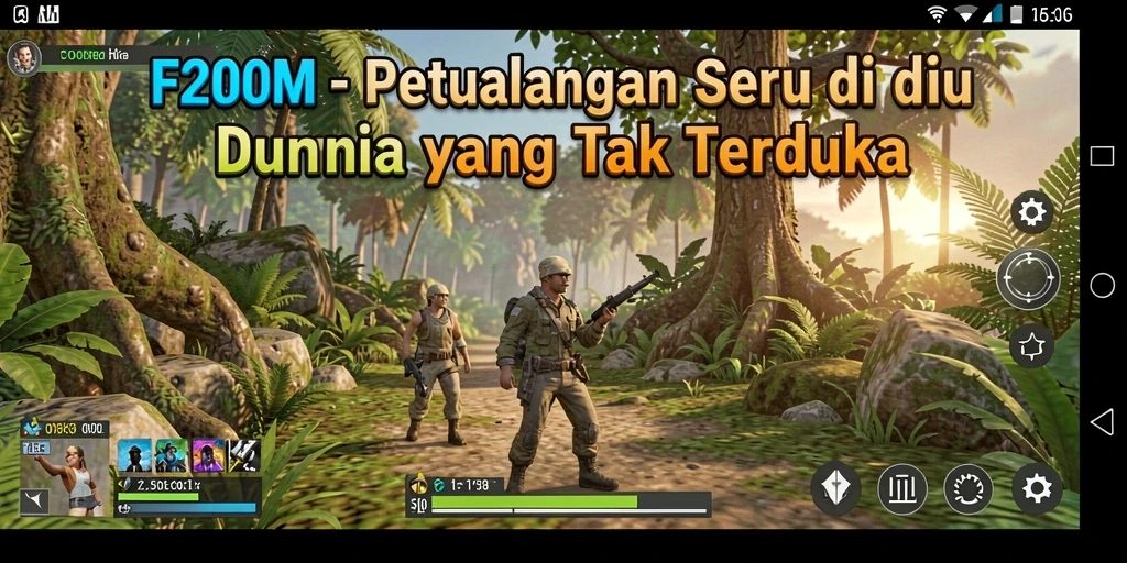 Screenshot F200M menampilkan aksi epik dalam suasana petualangan yang menawan.