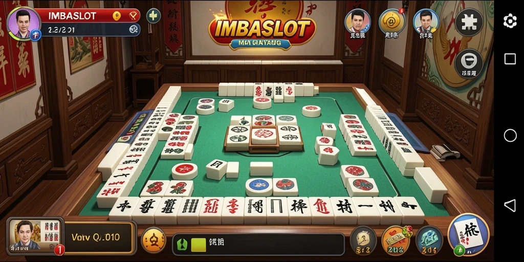 Tampilan gameplay IMBASLOT dengan desain ubin Mahjong yang menarik.