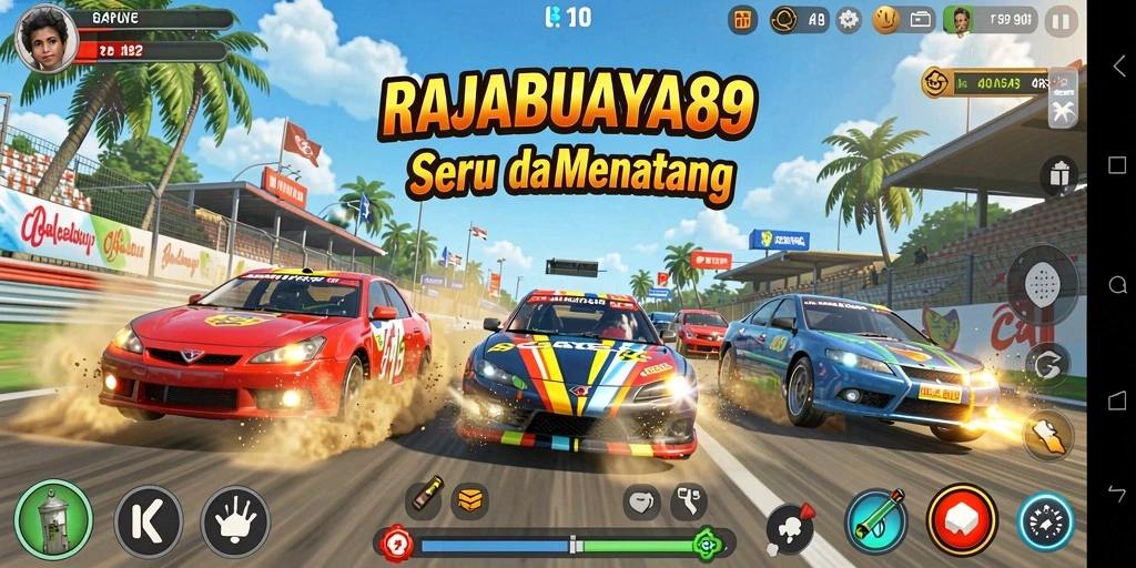 Tangkapan layar utama RAJABUAYA89 menunjukkan aksi balap yang mendebarkan dan grafis yang menawan.